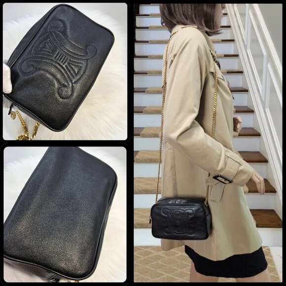 Céline Embroidered Triomphe Leather Crossbody Bag - Picture 13 of 17